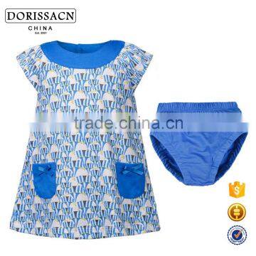 Red Blue Color Circus Tent Pattern Baby Girl Dress photo-2