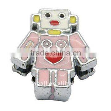 Alloy Enamel Slide Charms, Nickel, Robot, Multicolor, about 11.6x12.7x4mm, hole: 1.6x8mm(ENAM-Q254-1)