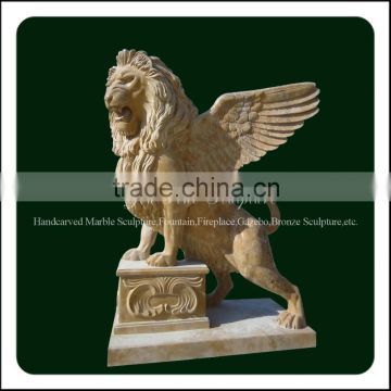 Decorative Natural Marble Flying Lion Statue