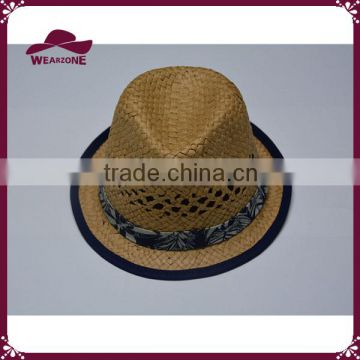 Brown lala straw kid straw hat paper fedora hat