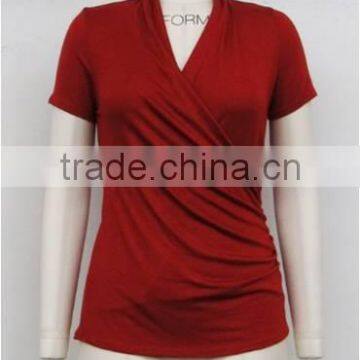 OEM Sexy hot selling new design sexy v-neck sport t-shirts top 95 rayon 5 spandex