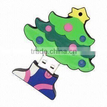 Christmas usb for gift/PVC Christmas tree usb/Custom cartoon PVC usb flash drive