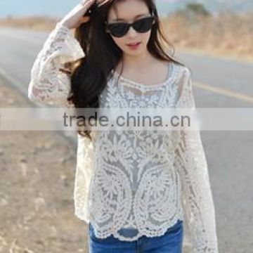 Summer Women Sexy Crochet Knit Crop Blouse Beach Bikini Top