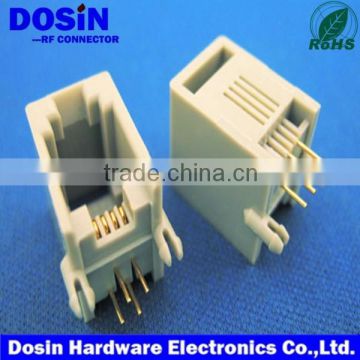 white plastic network RJ45 modular connector for pcb mount