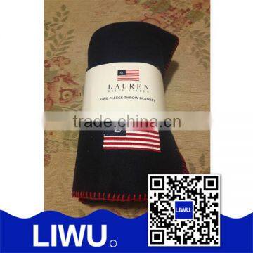 Roll up packaging promotional gifts blanket with embroidery