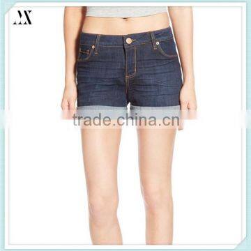 2016 China Wholesale Custom Denim Short Deep - Blue Wash And Bright Topstitching Highlight Denim Short