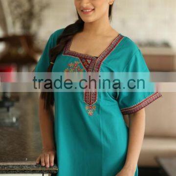 terquise embroidered kaftans & nightwear Evening Cocktail Dress ,made in india product