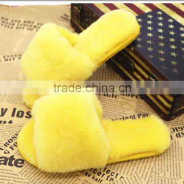 new style warm soft rex rabbit fur women slippers