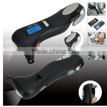 4 in 1 multi digital LCD display Tire Gauge with car hammer