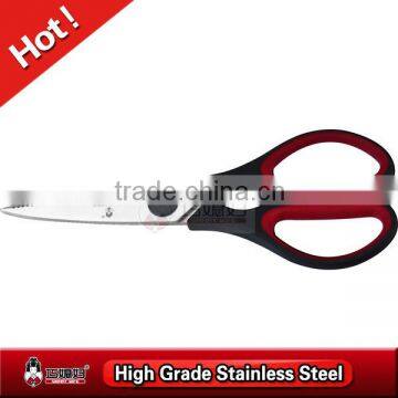 Multi-function steel kitchen scissors with bottle opener
