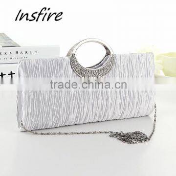 Crystal lady satin evening bag party clutch hand bag chain shoulder evening bag