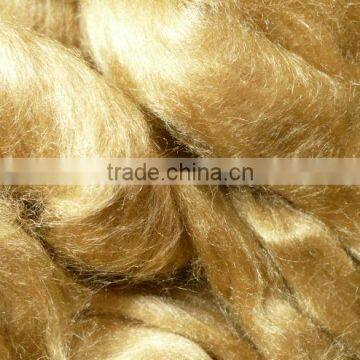 naturally golden color muga silk roving for yarn and fiber stores