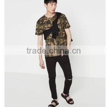 Men woodland camo short sleeve compression sports tight t shirt