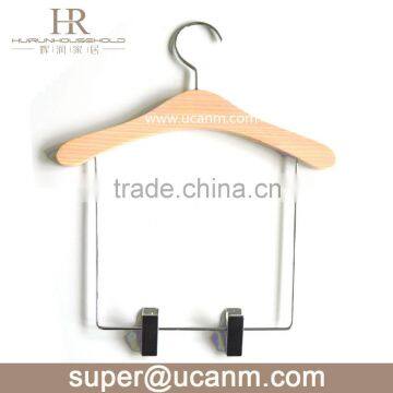 HRB-003N wooden hanger with clips