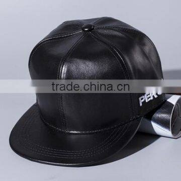 HOT selling Classic plain PU leather blank black color Snapback Hiphop Hat Adjustable trucker Baseball outdoor sports Caps