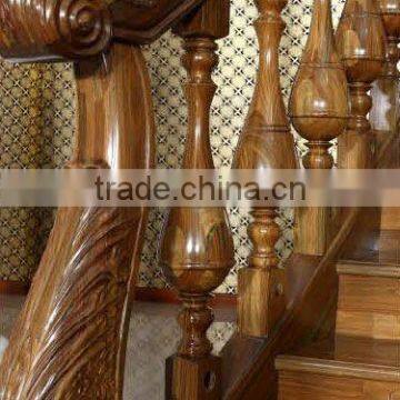 wooden stair handrail and balustrade