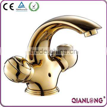 QL-0752GD ce china new design swan gold basin faucet