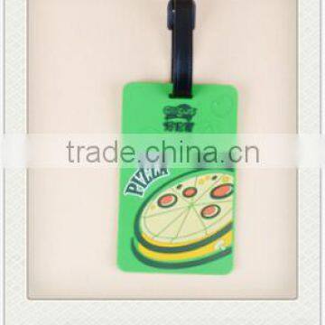 custom Pizza made travel 3d soft pvc rubber silicone luggage tag/custom luggage tag/wholesale