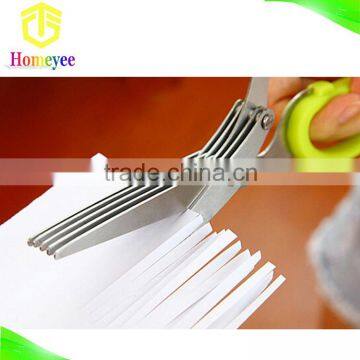 Multi layer scissors stainless steel food grade 5 blade herb scissors paper cutting scissors with cleaning comb