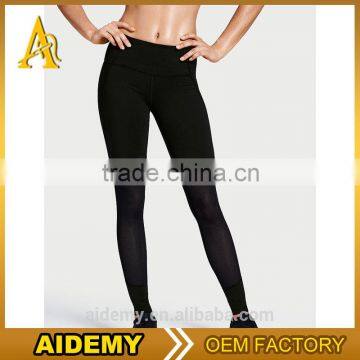 Wholesale fitness mesh running leggings black high spandex yoga pants