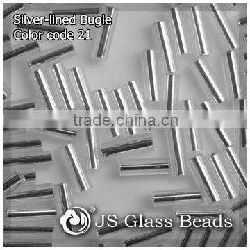 High Quality Fashion JS Glass Seed Beads - 21# 3" 6MM Silver-lined Bugles Beads For Garment & Jewelry