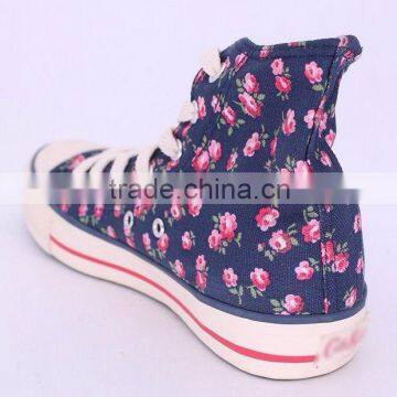 Sneakers Shoes Women Canvas Shoes High Cut Flora Print Vulcanized Shoes photo-4