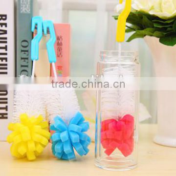 Good design long handle glass bottle cup cleaning brush with sponge head