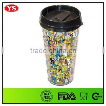 BPA Free and Eco Custom 16oz Plastic Removable Insert Tumbler With Lid