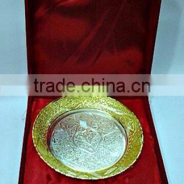 Brass Dry Fruit Bowl Silver & Gold Plated in Velvet Box for Corporate Gifts