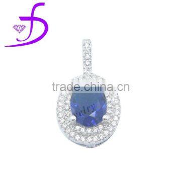 2015 New style 925 Silver wholesale AAA Tanzanite gemstone pendant with micro pave setting jewelry pendant