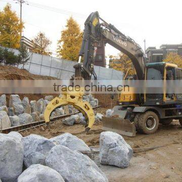 hitachi zx470 excavator parts rotary stone grapple with cylinder,hoses,pins