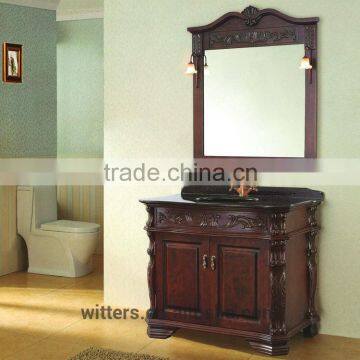 Vintage Bathroom Cabinet Carved Wood Solid Wood American Country Style WTS104 photo-5