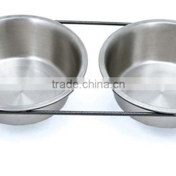 ZML5060-L double diners stainless steel pet bowl