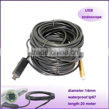 portable Mini 14mm Dia length 20m waterproof usb micro camera for video endoscope price