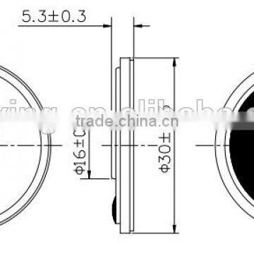 30mm 8ohm Plastic Cone Micro Dynamic Speaker