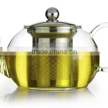 clear glass handblown glass teapot