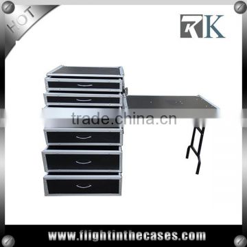 Multifunctional 6 Drawer Flight Case with DJ Table and Wheels