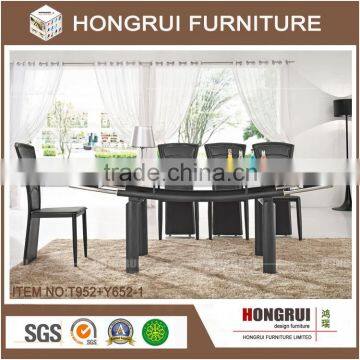 Extention glass table,Modern Metal Glass Dining Tables and chair,metal with painting frame