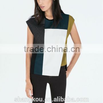 fashionable woman t shirt,t-shirt design,contrast color ladies t shirt,SHKHT0187