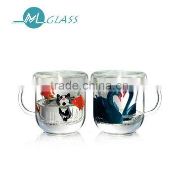 wholesale 400ml high borosilicate handmade glass cup with lid