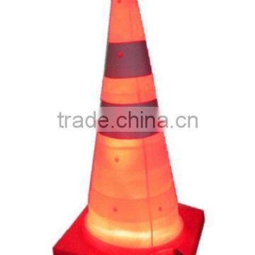 solar retractable traffic cone/LED collapsible cones/solar flexible traffic cones/folding cones