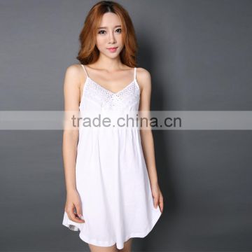 Nightgowns Women Summer Nightwear Cotton Spaghetti Strap Night Dress Thin Lace White Sexy Sleepwear Women Lounge Sleepshirts