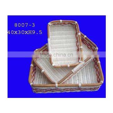 Rattan tray, serving & storage tray, tray with bamboo border