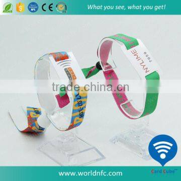 Printed One Time Use Woven Band NTAG213 RFID Wristband for Party Events