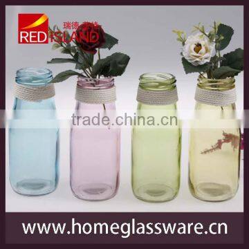 New Design Small Glass Milk Bottle Juice Bottle With String 11oz photo-4