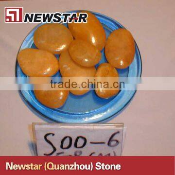 Polished Yellow Flat River Stone