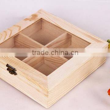 Recycled Wooden Tea Storage Box With Clear Glass Lid photo-4