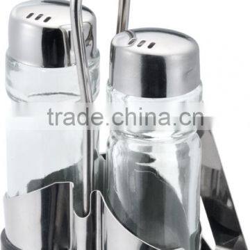 Stainless Steel Condiment Holders Glass Bottle Vinegar Oil Glass Cruet Set photo-4