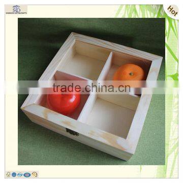 Hinge Transparent Lid Pine Wood Moon Cake Box photo-4