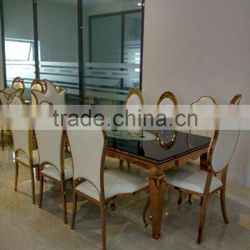 Hote Sale Rose Gold / Golden Stainless Steel Wedding Table With Mirror Glass photo-2